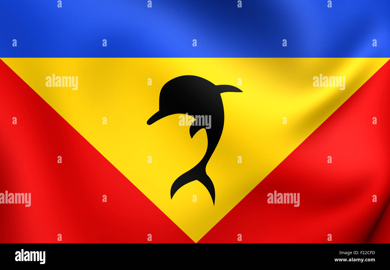 3D Flag of the Vidyayevo, Russia. Close Up. Stock Photo