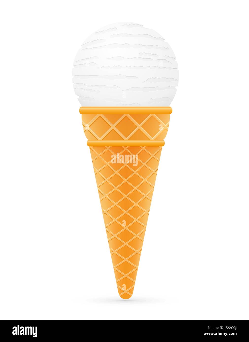 ice cream ball in waffle cone vector illustration isolated on white ...
