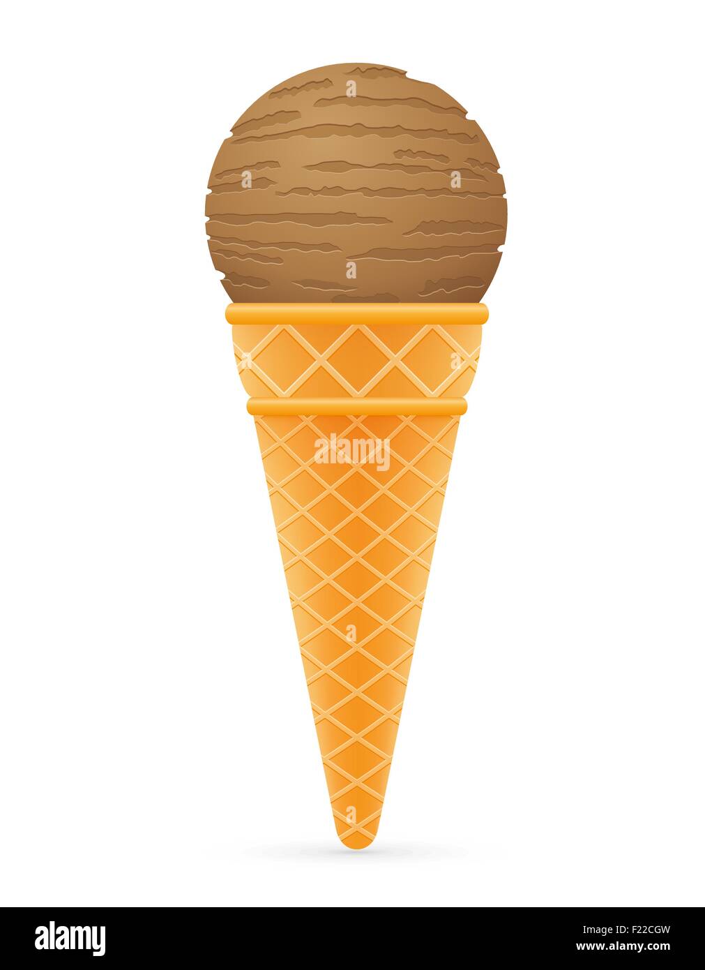 ice cream ball in waffle cone vector illustration isolated on white ...