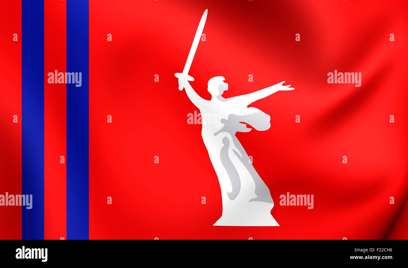 3D Flag of the Volgograd Oblast, Russia. Close Up Stock Photo Alamy