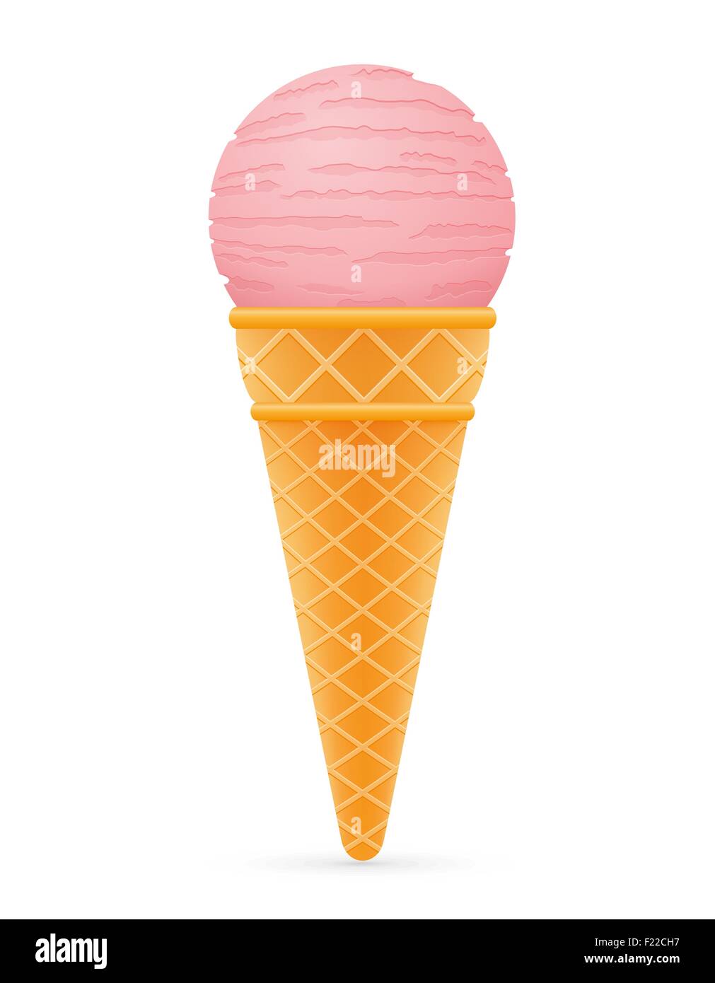 ice cream ball in waffle cone vector illustration isolated on white ...