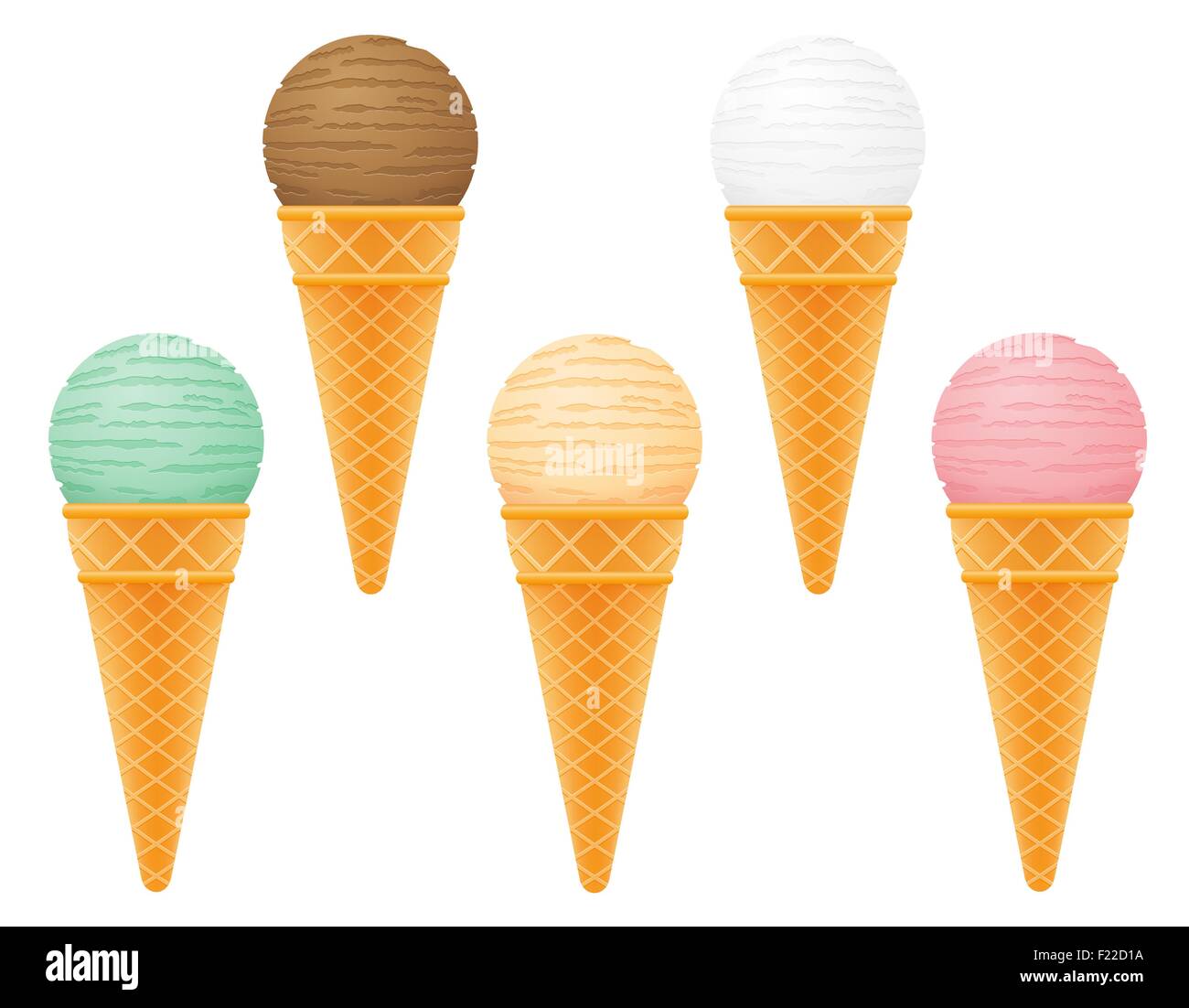 ice cream ball in waffle cone vector illustration isolated on white ...
