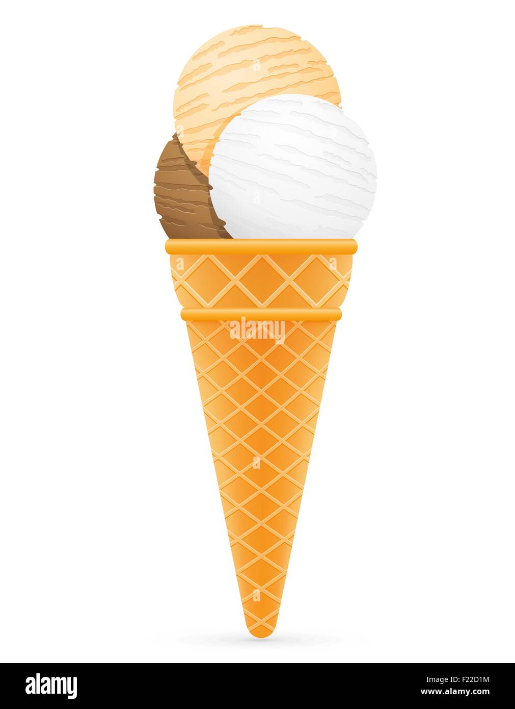 ice cream balls in waffle cone vector illustration isolated on white ...