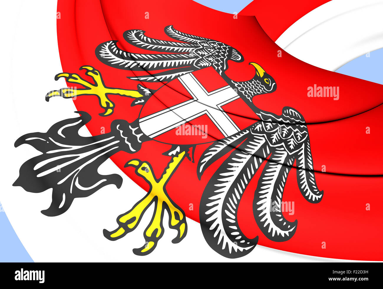 3D Flag of Vienna, Austria. Close Up. Stock Photo