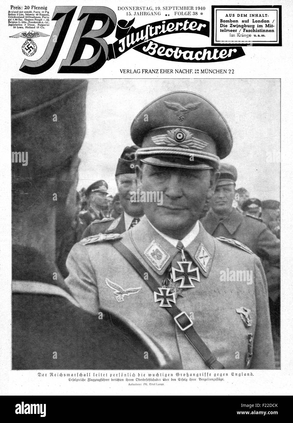 1940 Illustrierte Beobachter front page showing Reichsmarschall Herman Goering Stock Photo
