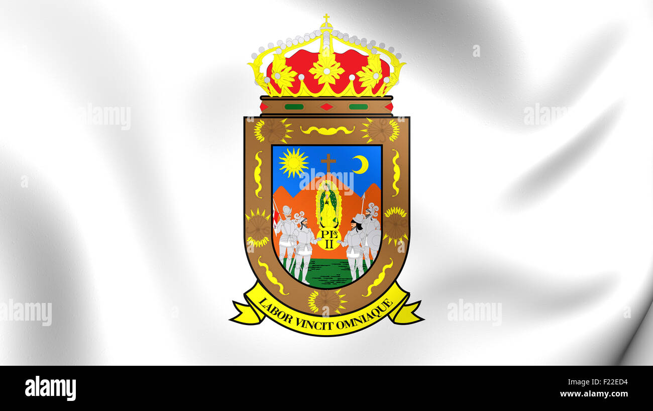 3D Flag of the Zacatecas State, Mexico. Close Up. Stock Photo