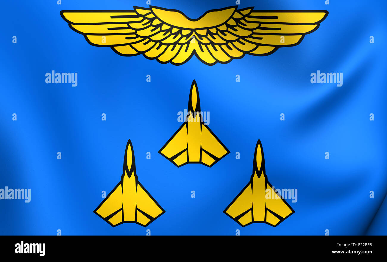 3D Flag of the Zhukovsky, Russia. Close Up. Stock Photo