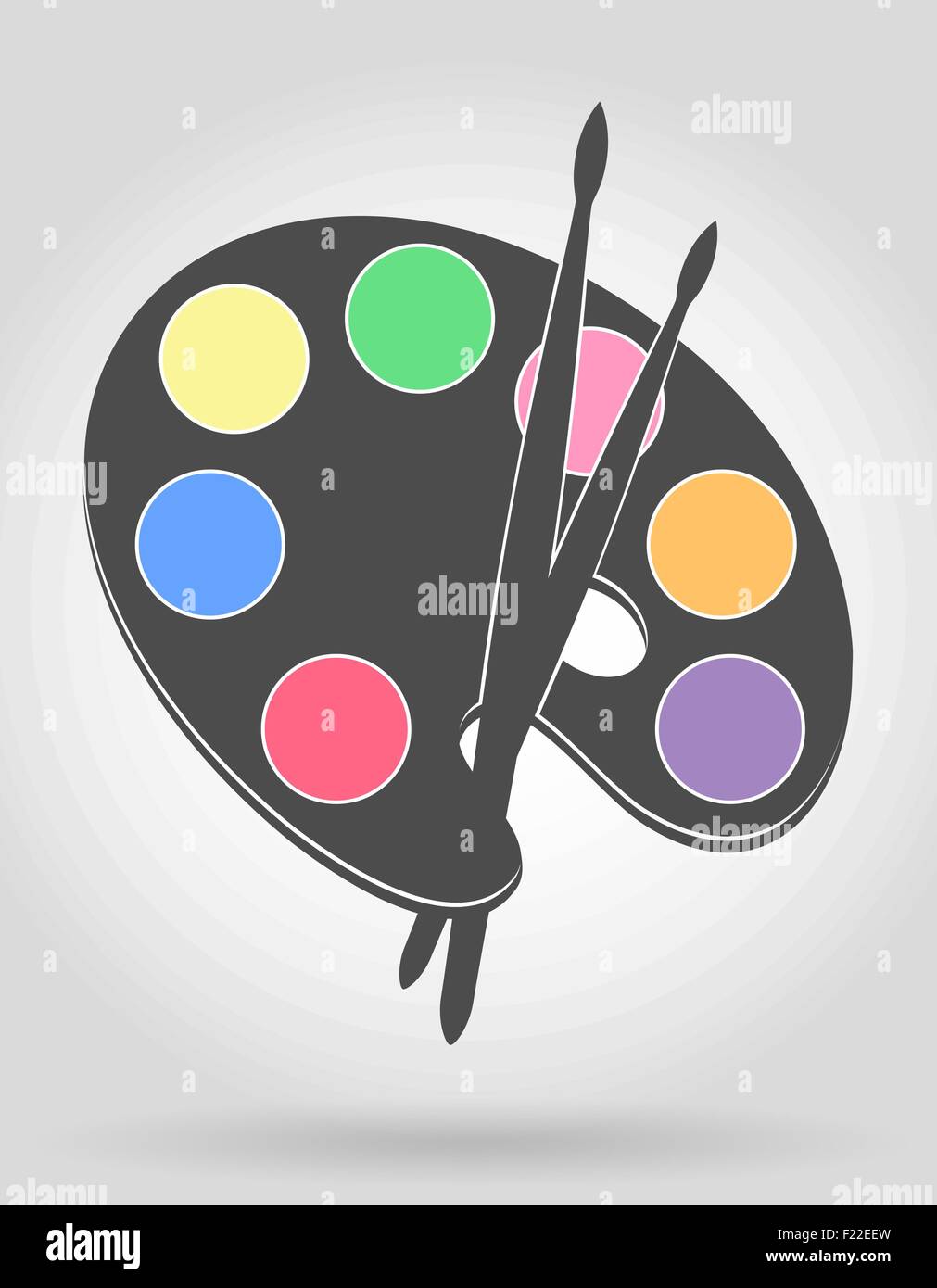 icon palette for paints and brush vector illustration isolated on grey ...