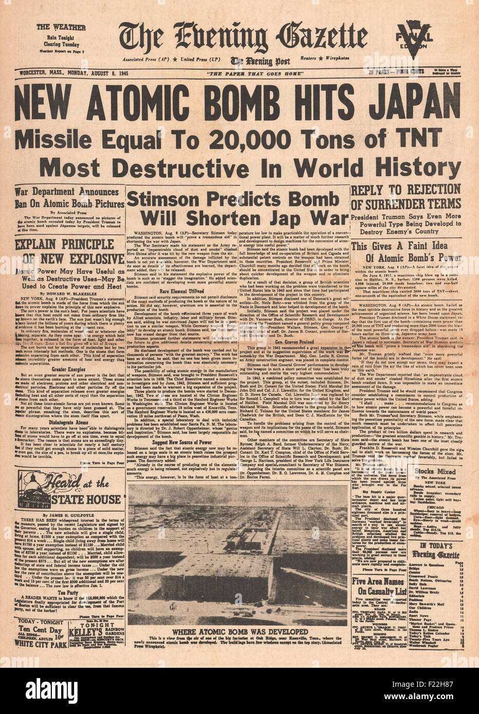Front page 1945 us newspaper hi-res stock photography and images - Alamy
