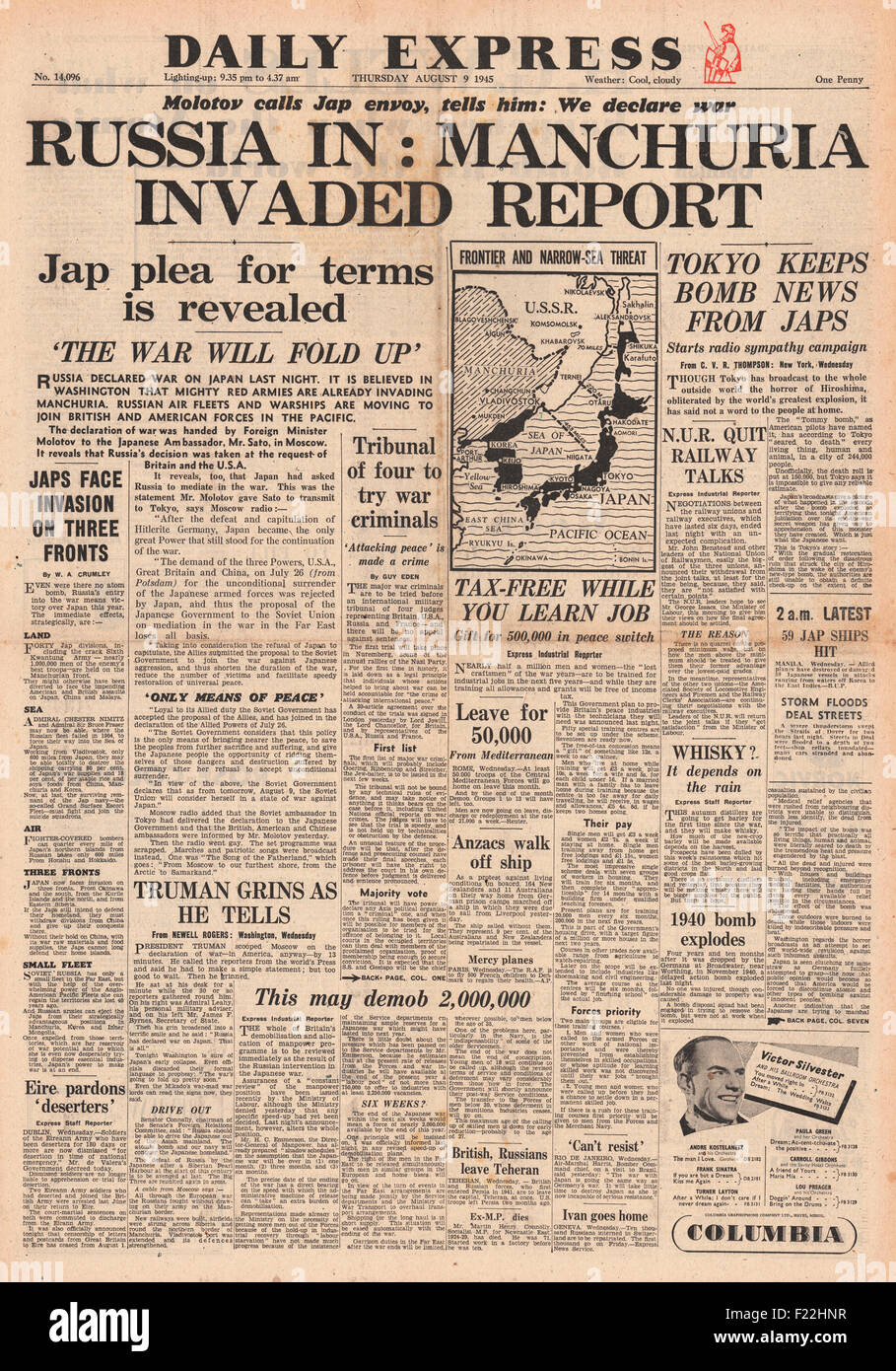 Front page 1945 us newspaper hires stock photography and images Alamy