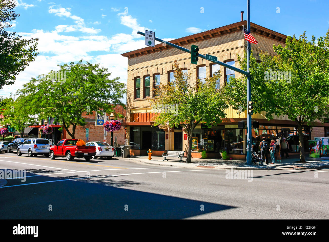 Stores on Sherman Ave in Coeur d'Alene in Idaho Stock Photo Alamy