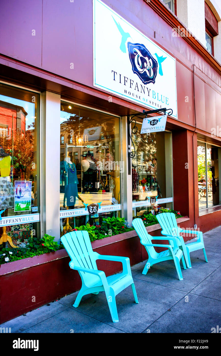 Tiffany Blue fashion store on Sherman Ave in Coeur d'Alene in Idaho Stock Photo Alamy