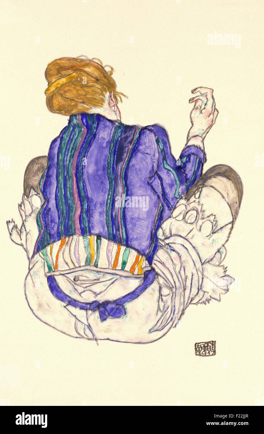 Egon Schiele - Seated Woman, Back View Stock Photo