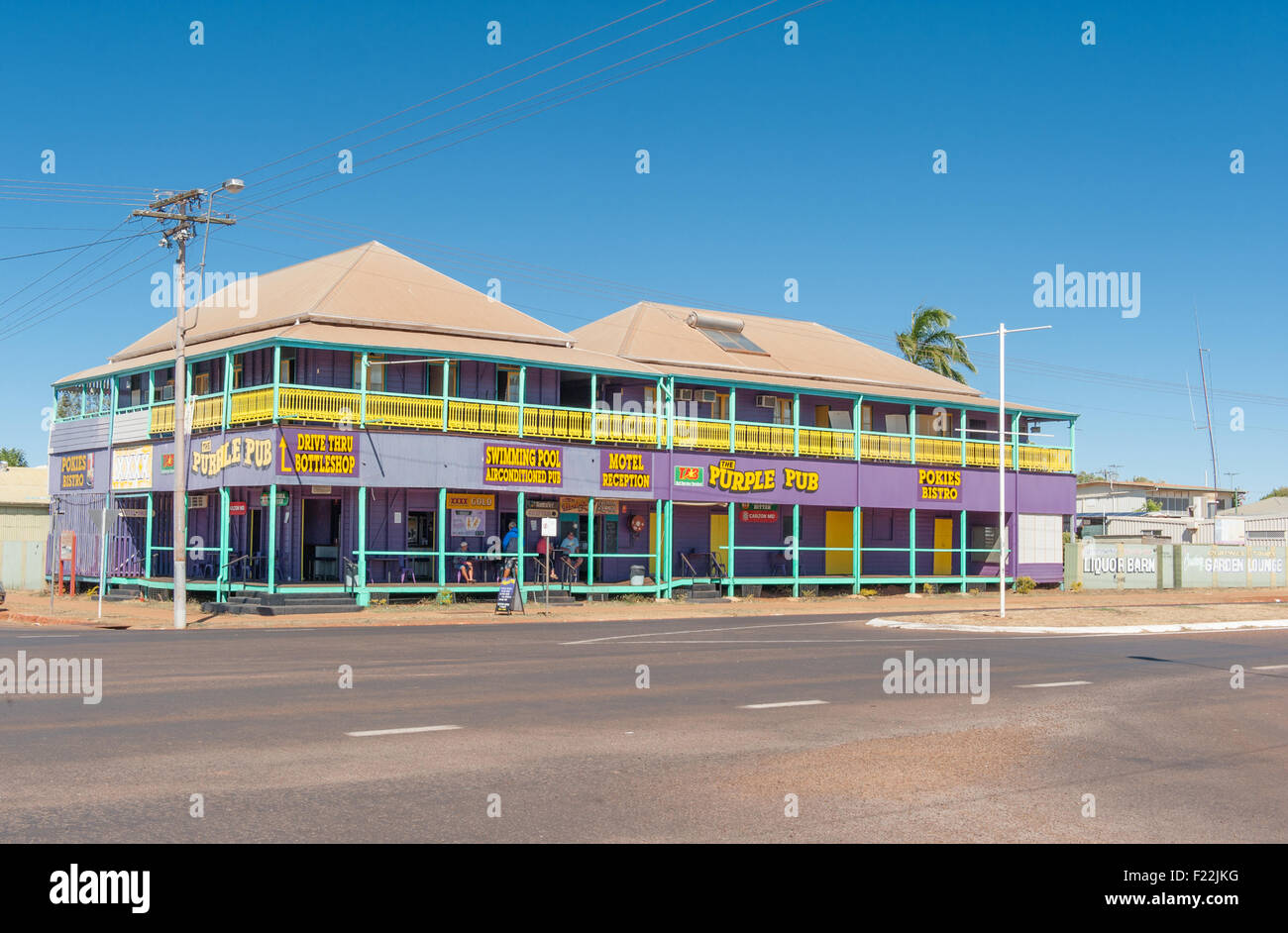 The historic 'Purple Pub', a landmark building of Normanton, Queensland Stock Photo