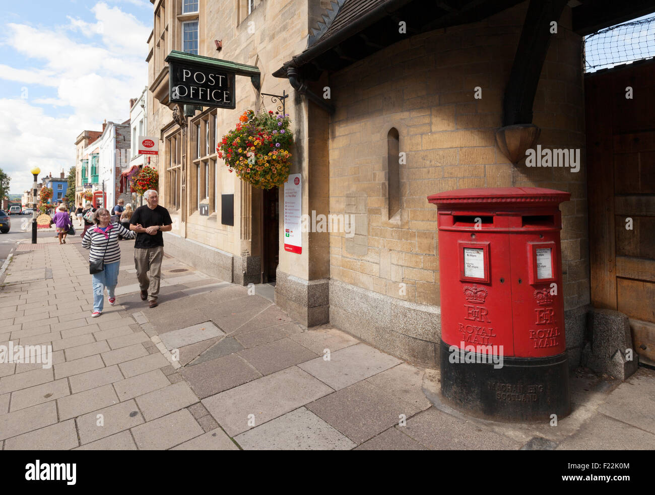 Post box outside the Glastonbury branch of the Post Office, Glastonbury