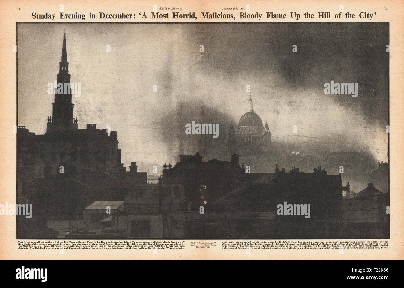 1941 War Illustrated centre page image of London London the Blitz Stock Photo
