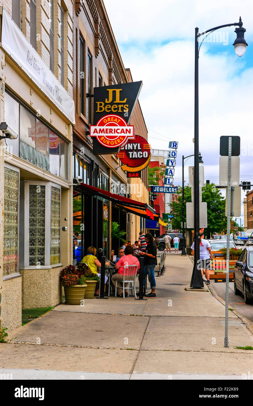 Overhead signs of Fast food joints and bars on 5th Ave in downtown
