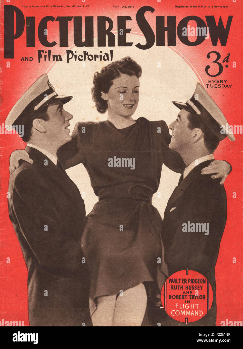 1941 Picture Show Ruth Hussey, Robert Taylor & Walter Pidgeon Stock Photo