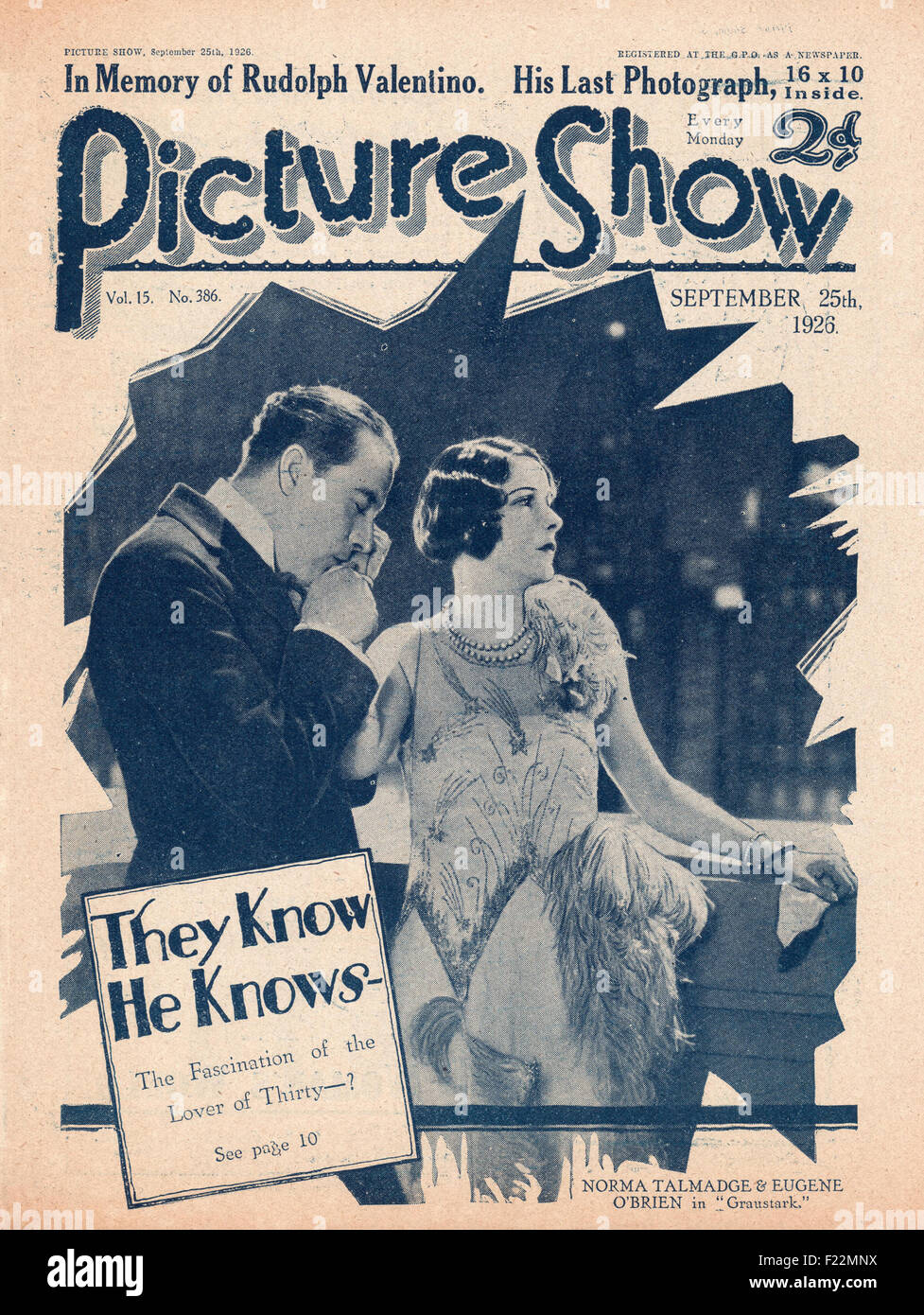 1926 Picture Show Norma Talmadge & Eugene O'Brien Stock Photo