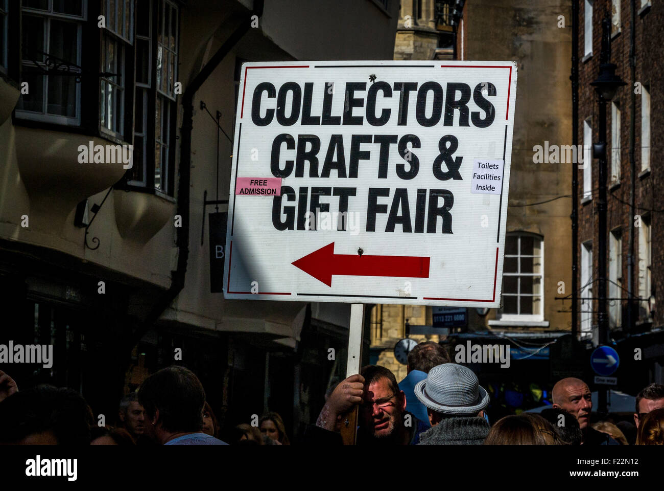 Collectors Crafts and Gift Fair placard, York city centre. Stock Photo