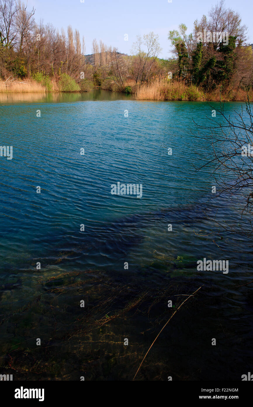 View of Timavo river, San Giovanni di Duino - Italy Stock Photo