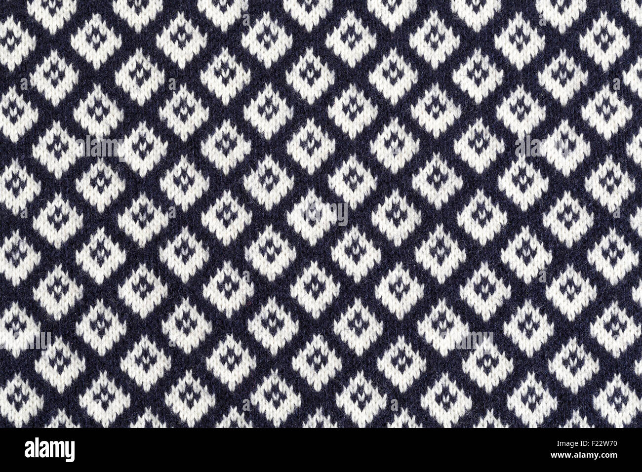 Knitting pattern, pattern square. Woolen cloth. Stock Photo
