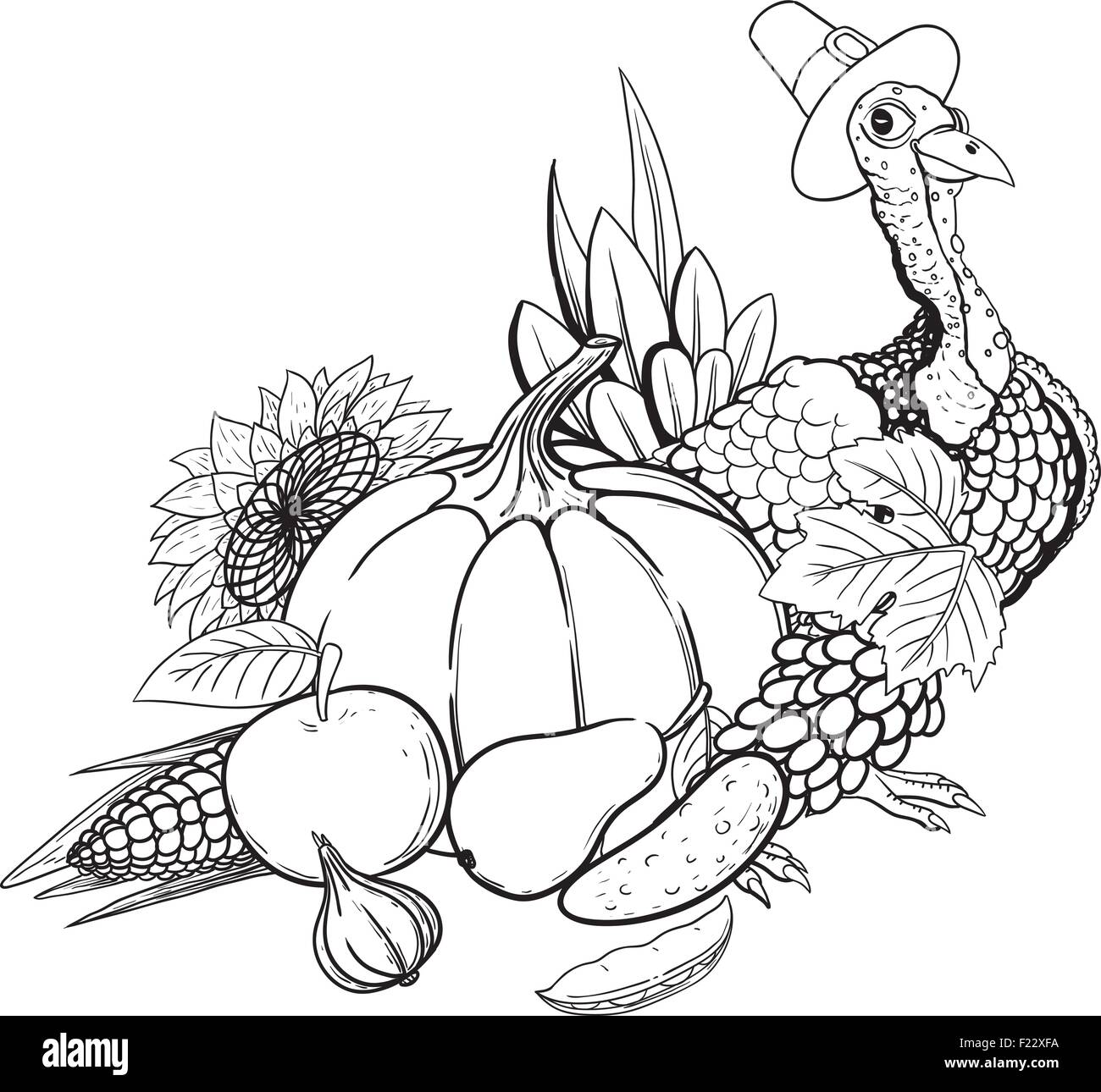 Black And White Thanksgiving still life Stock Vector Image & Art - Alamy