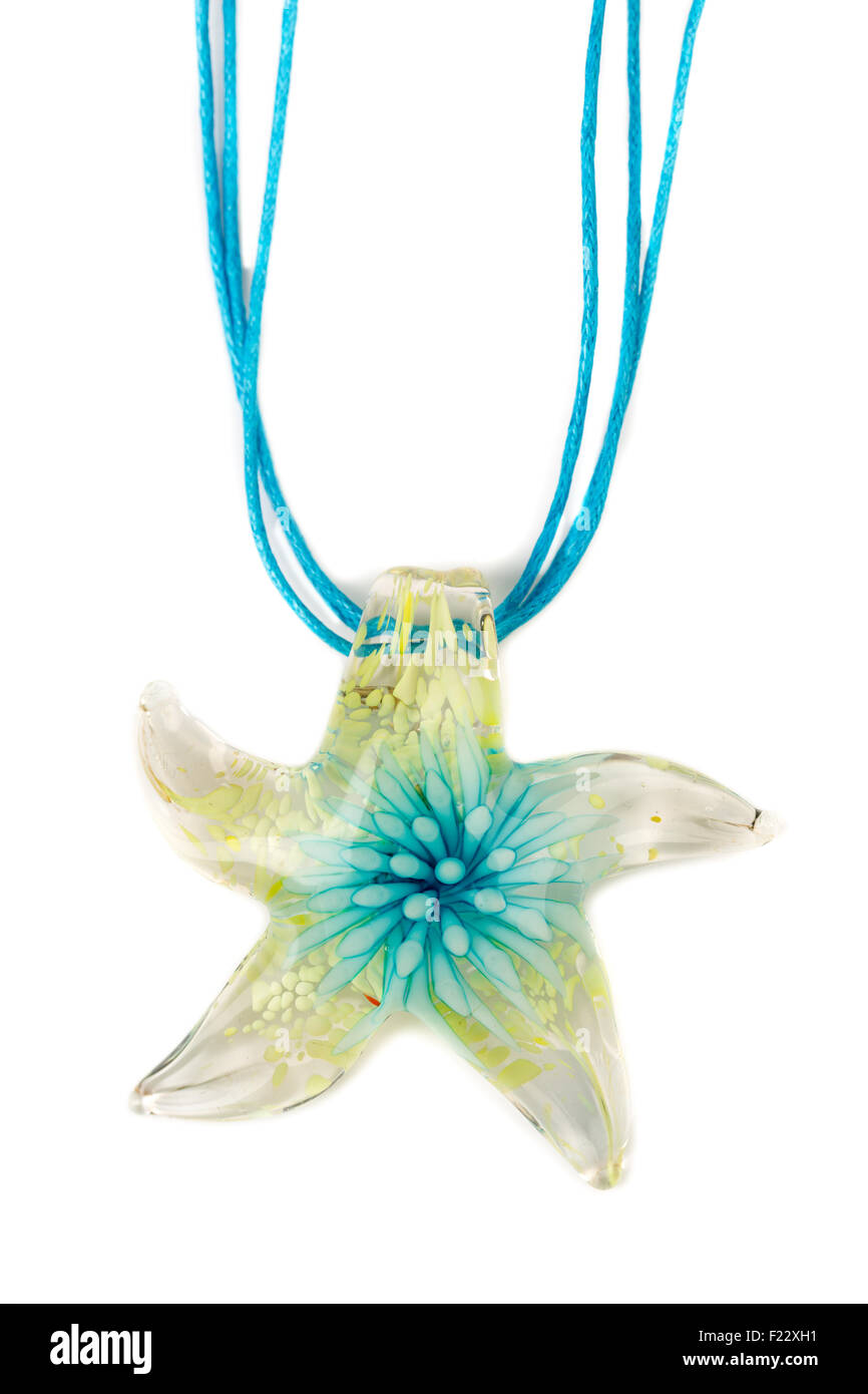 Star of Murano glass pendant. Isolate on white. Stock Photo