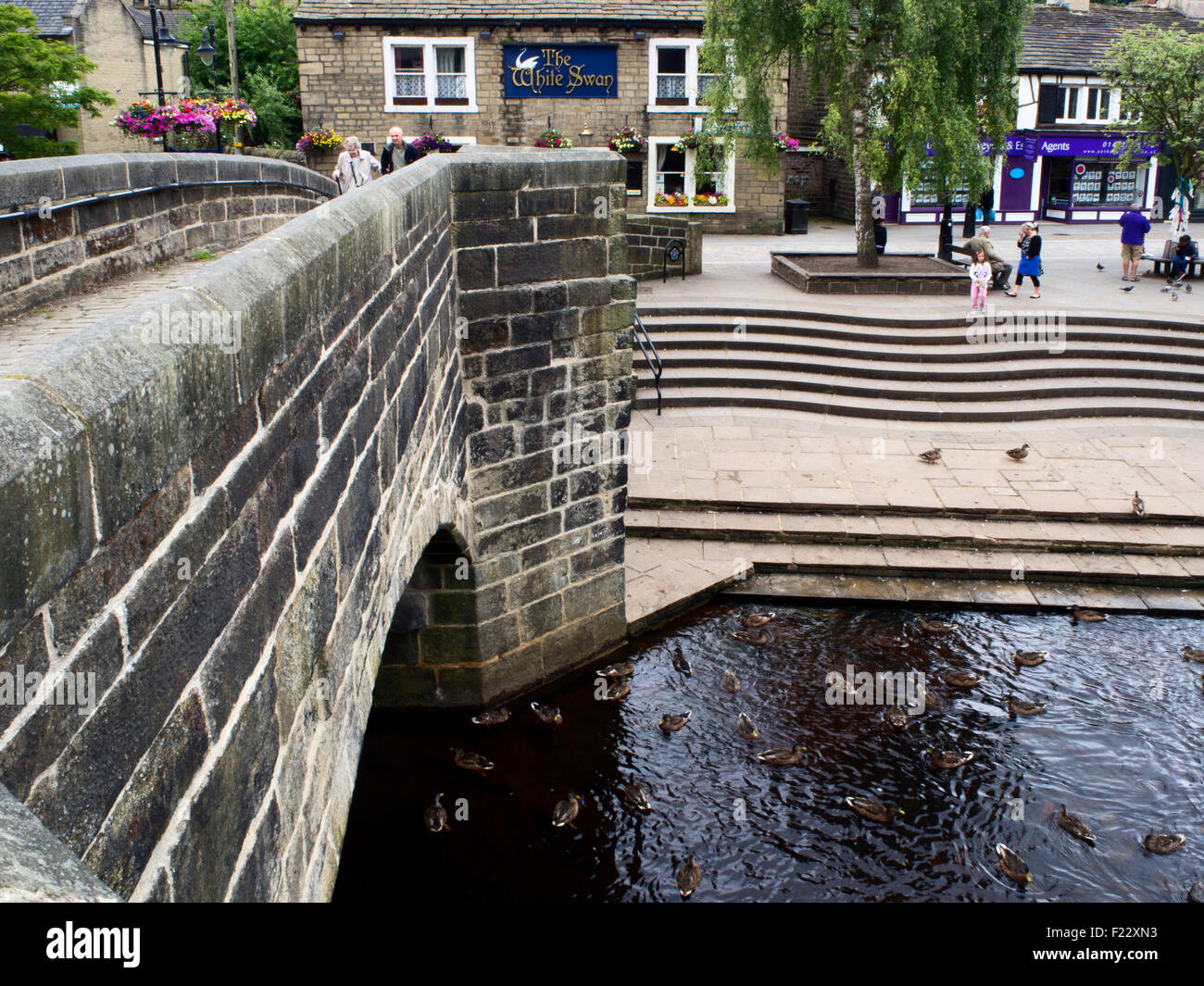 The Old Packhorse Bridge at Hebden Bridge West Yorkshire England Stock Photo Alamy