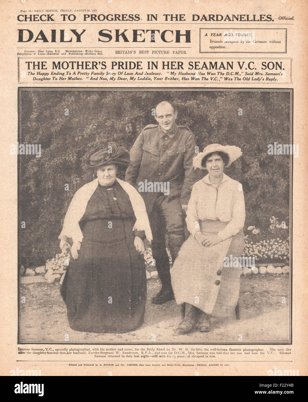 1915 Daily Sketch George Samson VC Stock Photo