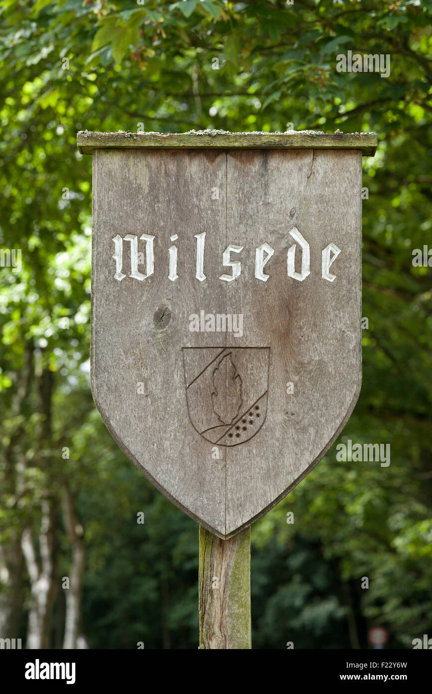 town sign, Wilsede, Lueneburg Heath, Lower Saxony, Germany Stock Photo