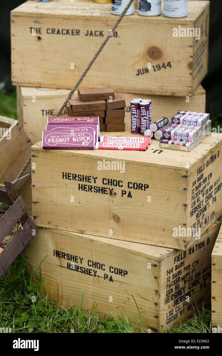 wooden creates of Hershey Chocolate bars Stock Photo