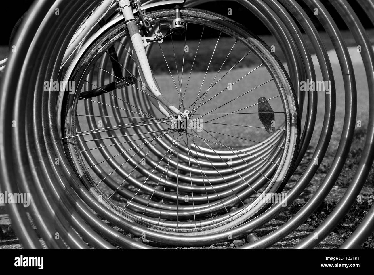 Bicycle Rack Perspective Stock Photo