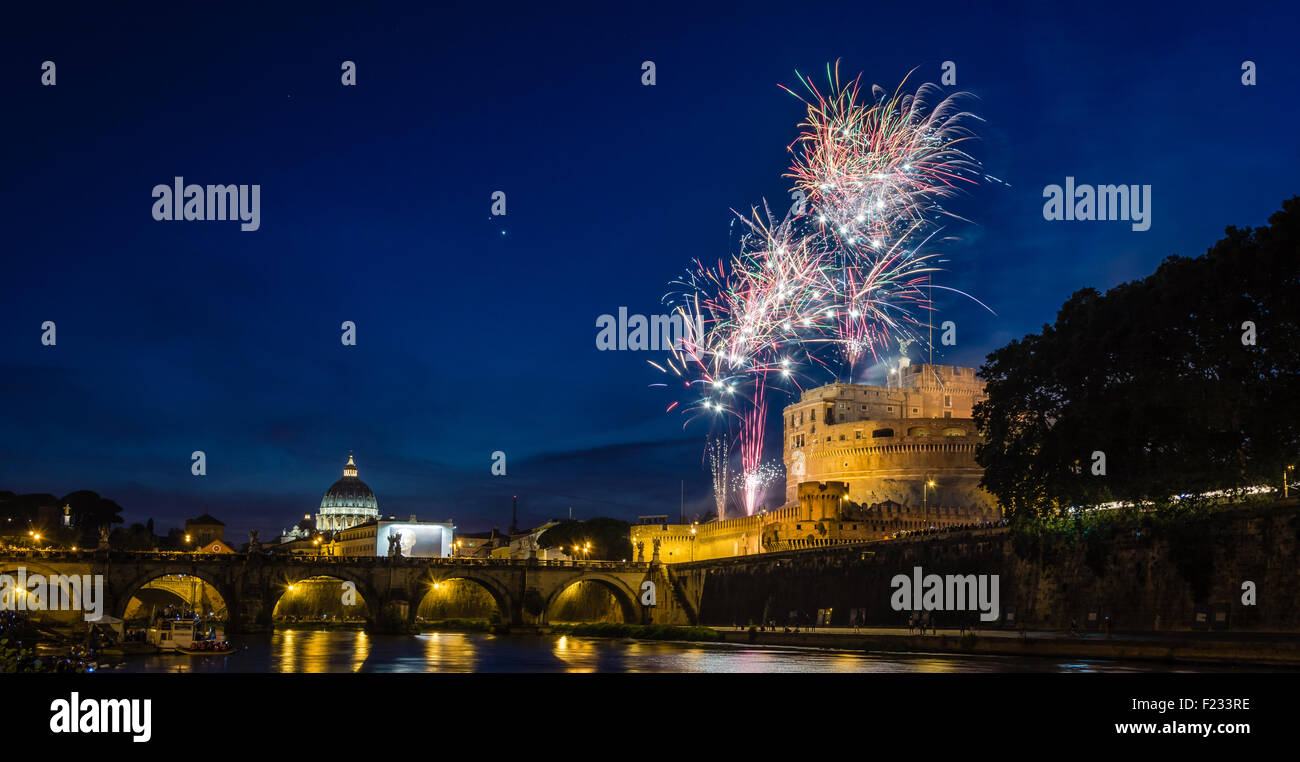 Traditional fireworks show at Castel Sant'Angelo on the feast of St