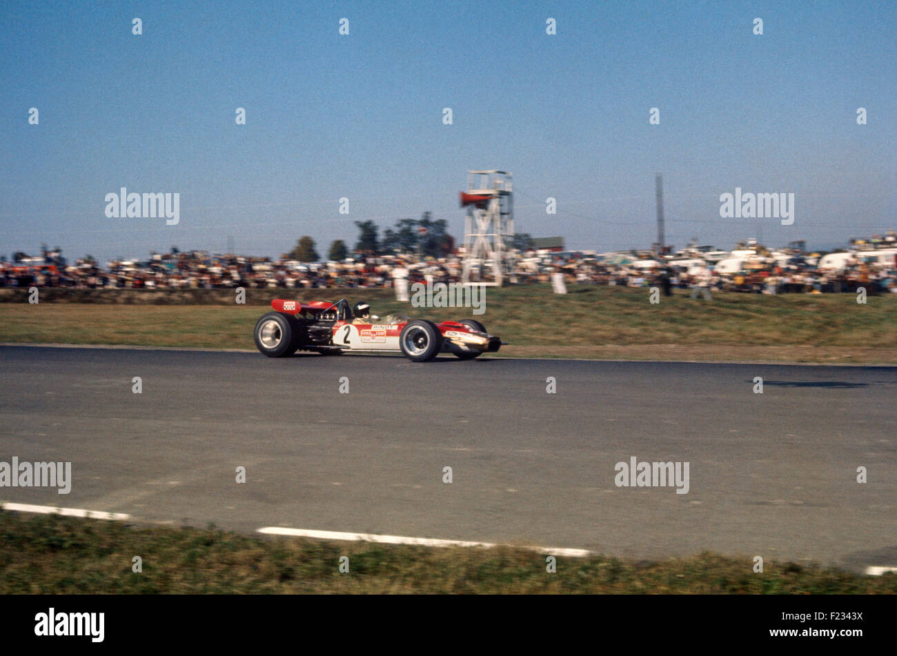 Jochen Rindt in a Lotus Cosworth 49B, the race winner, US GP  Watkins Glen  5 October 1969 Stock Photo