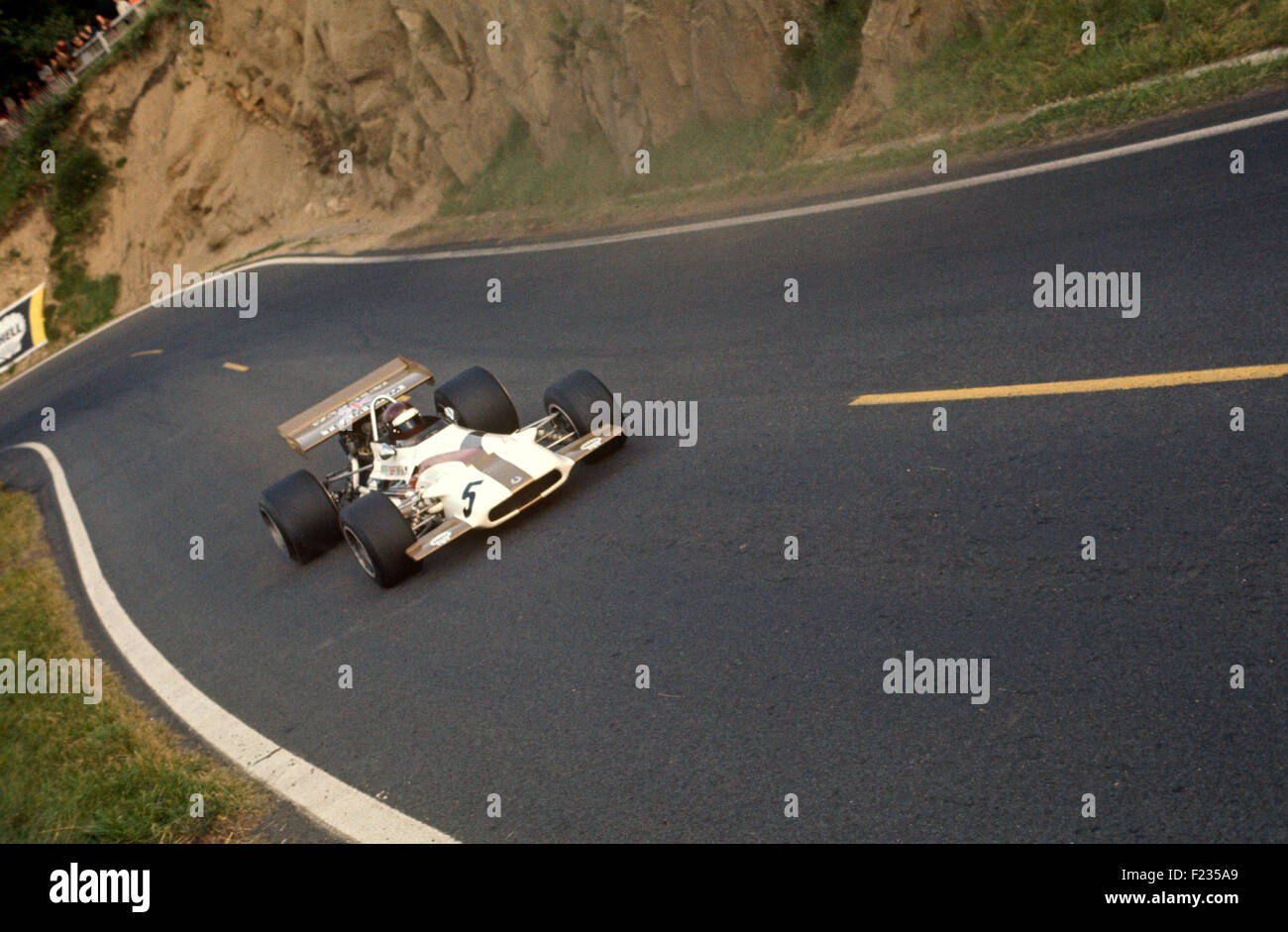 Jackie Oliver in a BRM P153 in the French GP Clermont Ferrand 5 July 1970 Stock Photo