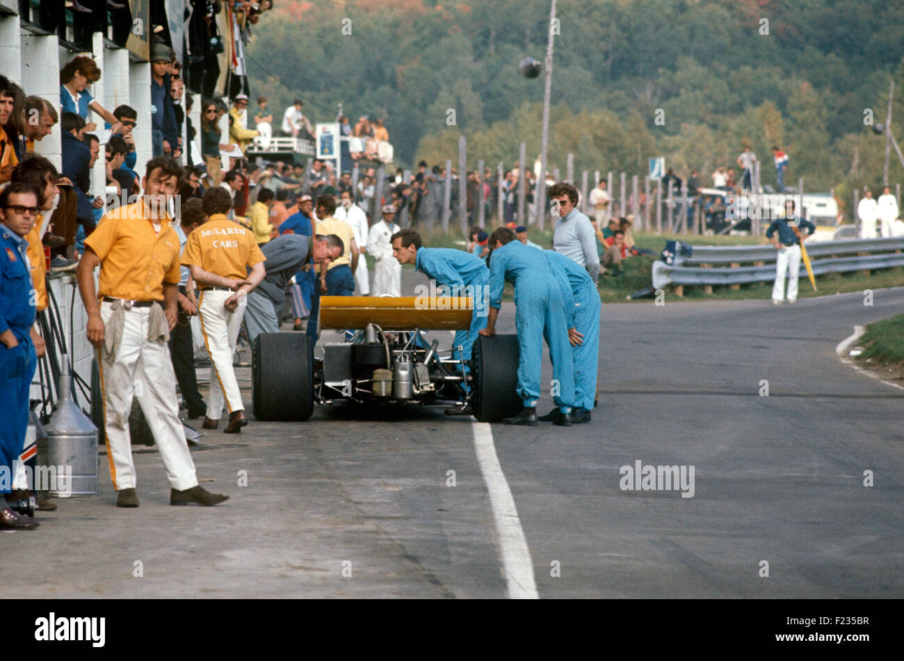 Pits scene St Jovite,  Canadian Grand Prix, Canada 1970 Stock Photo