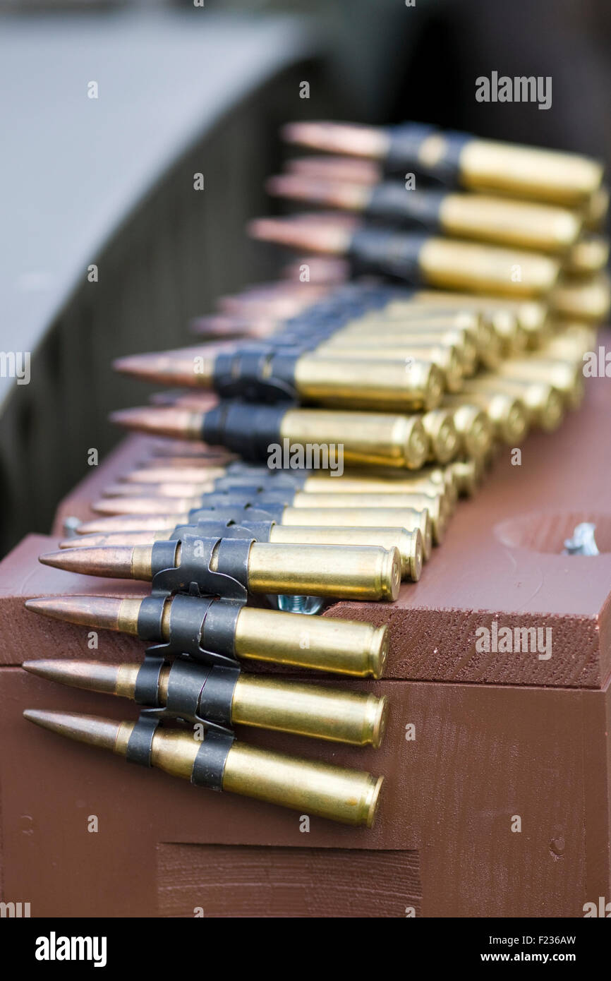 Machine Gun Ammunition Stock Photo