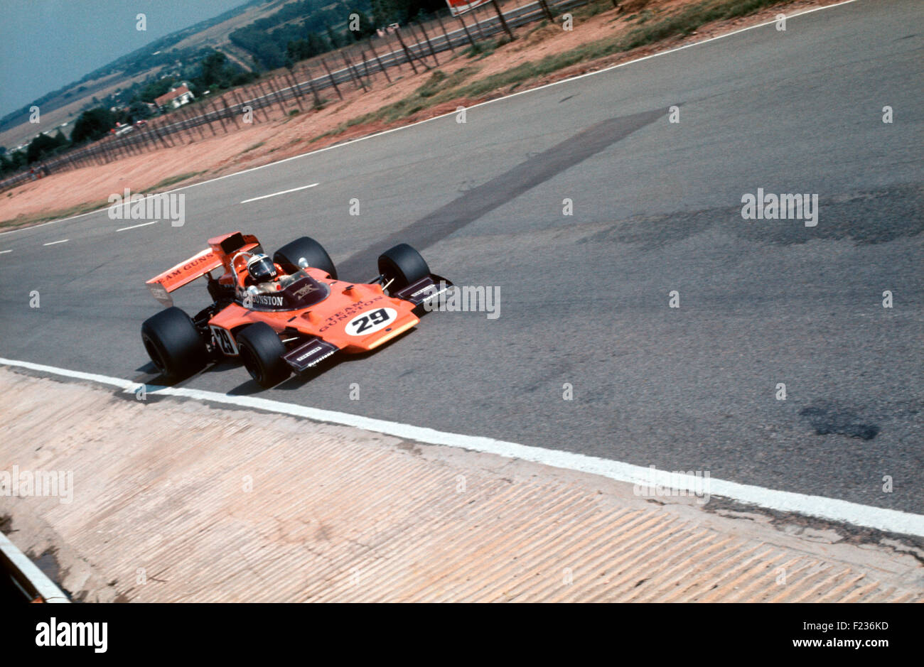 Ian Scheckter, brother of Jody, Team Gunston Lotus 72 1974 South African GP at Kyalami Stock Photo