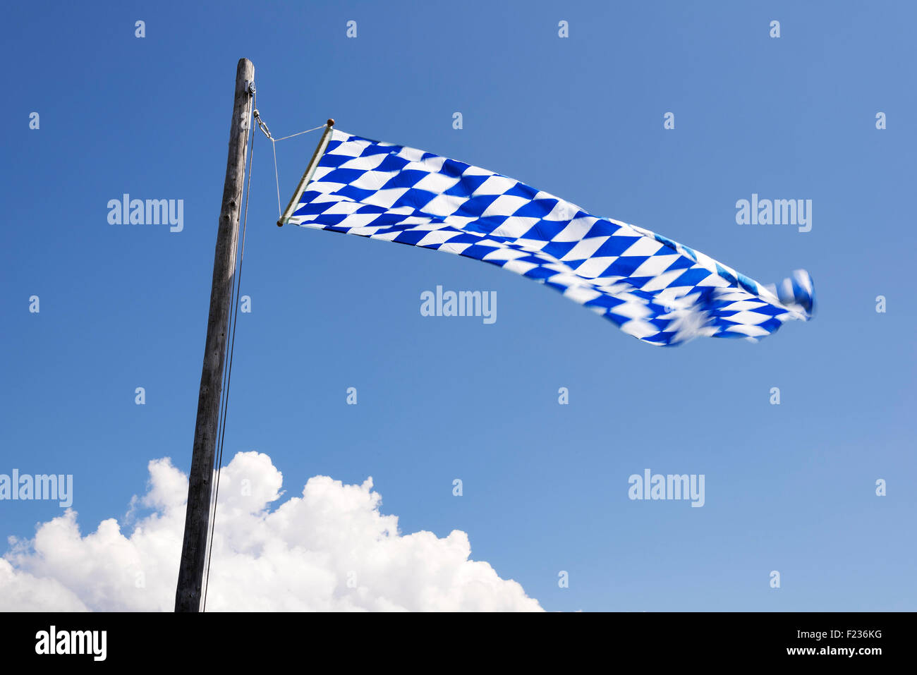 Waving Bavarian flag on the mountain Blomberg, Bavaria, Germany Stock Photo - Alamy