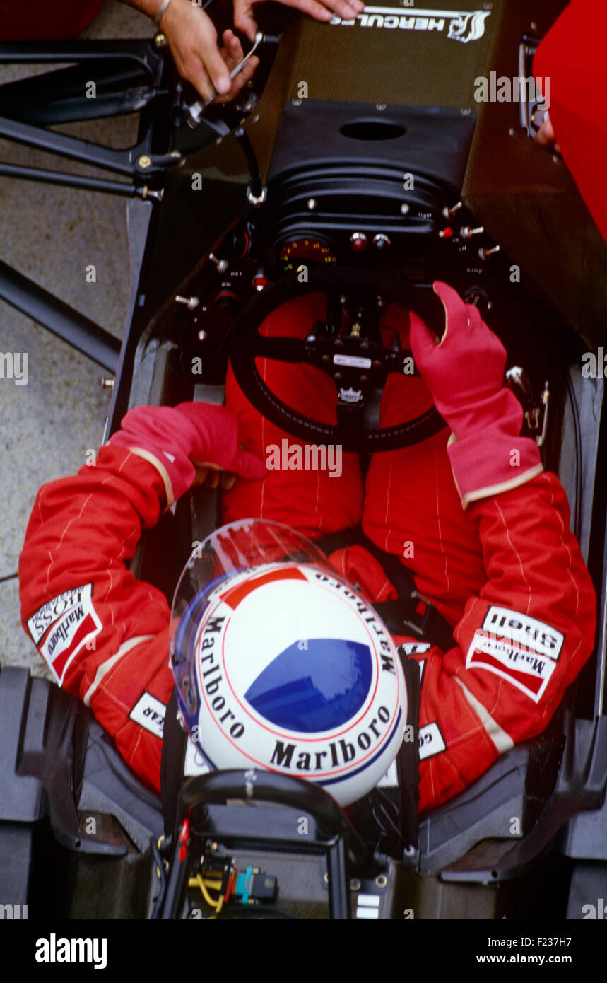 Alain Prost in a Marlboro McLaren 1980s Stock Photo