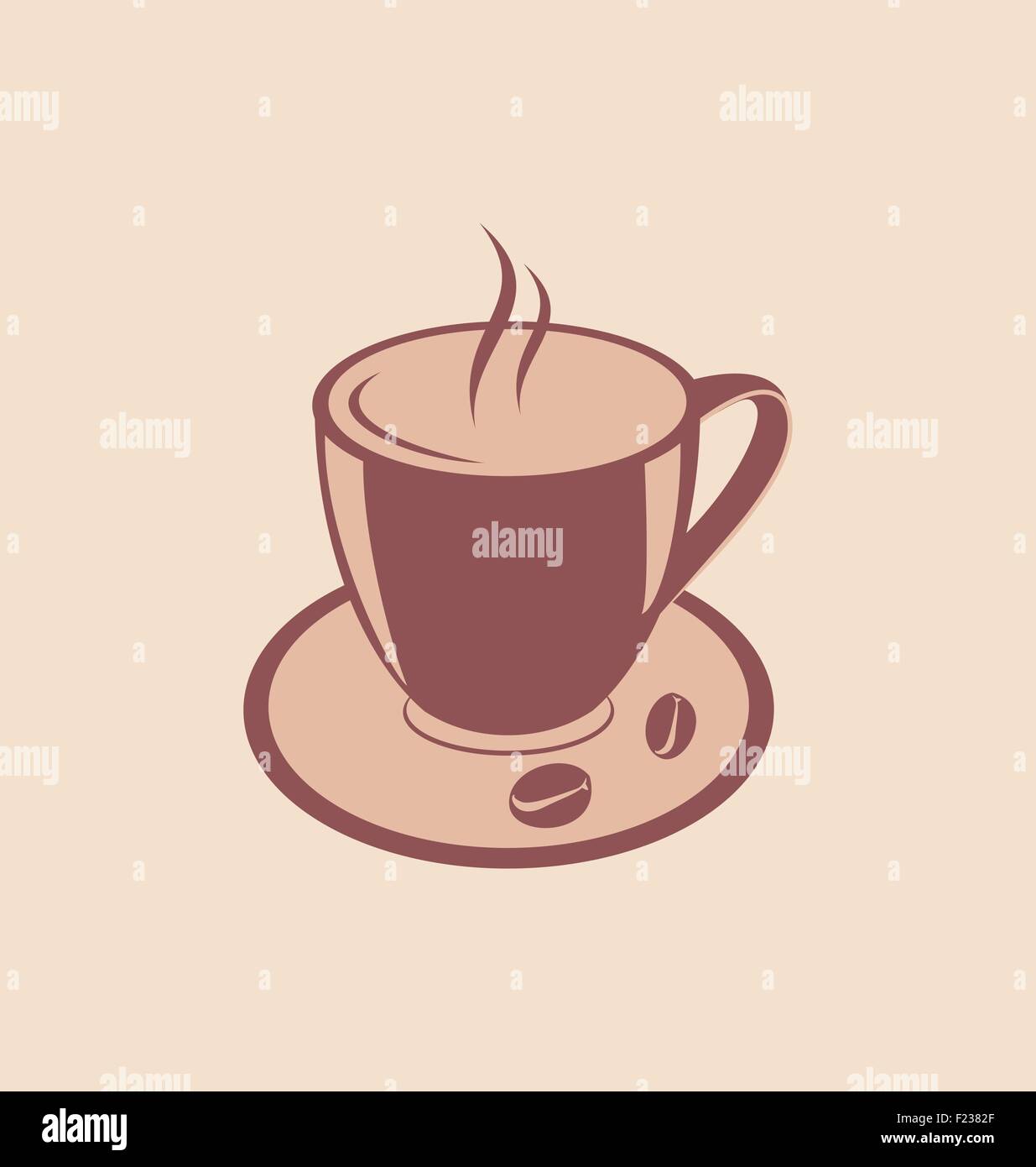 Cup of Aromatic Coffee and Beans on Saucer, Vintage Style Stock Vector ...