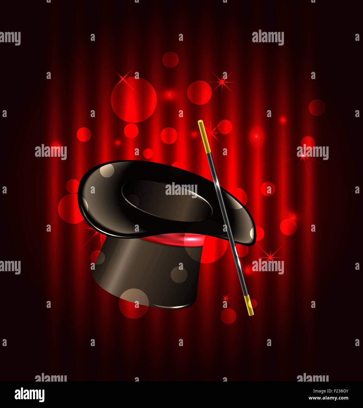 Magic background with top hat and wand Stock Vector Image & Art Alamy