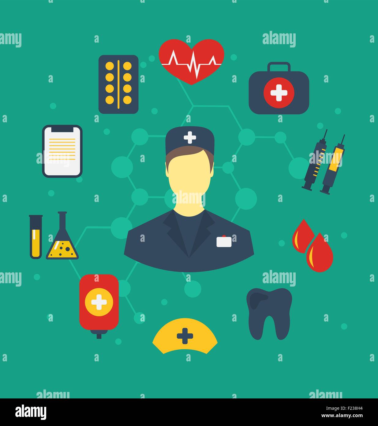 Set trendy flat medical icons Stock Vector Image & Art - Alamy