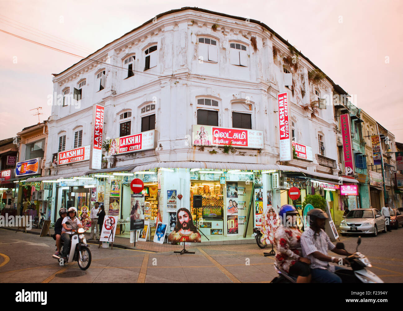 Little India at dusk. Georgetown,Penang, Malaysia Stock Photo