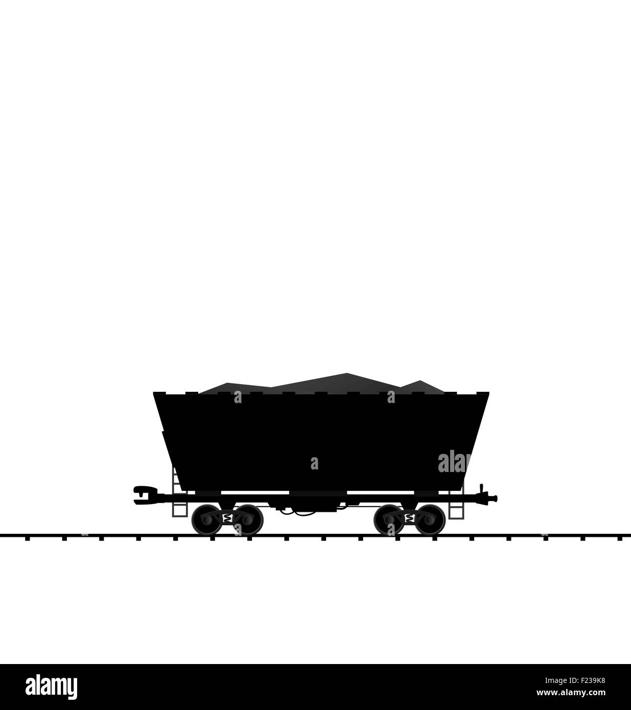 Illustration cargo coal wagon freight railroad train, black tran Stock Vector