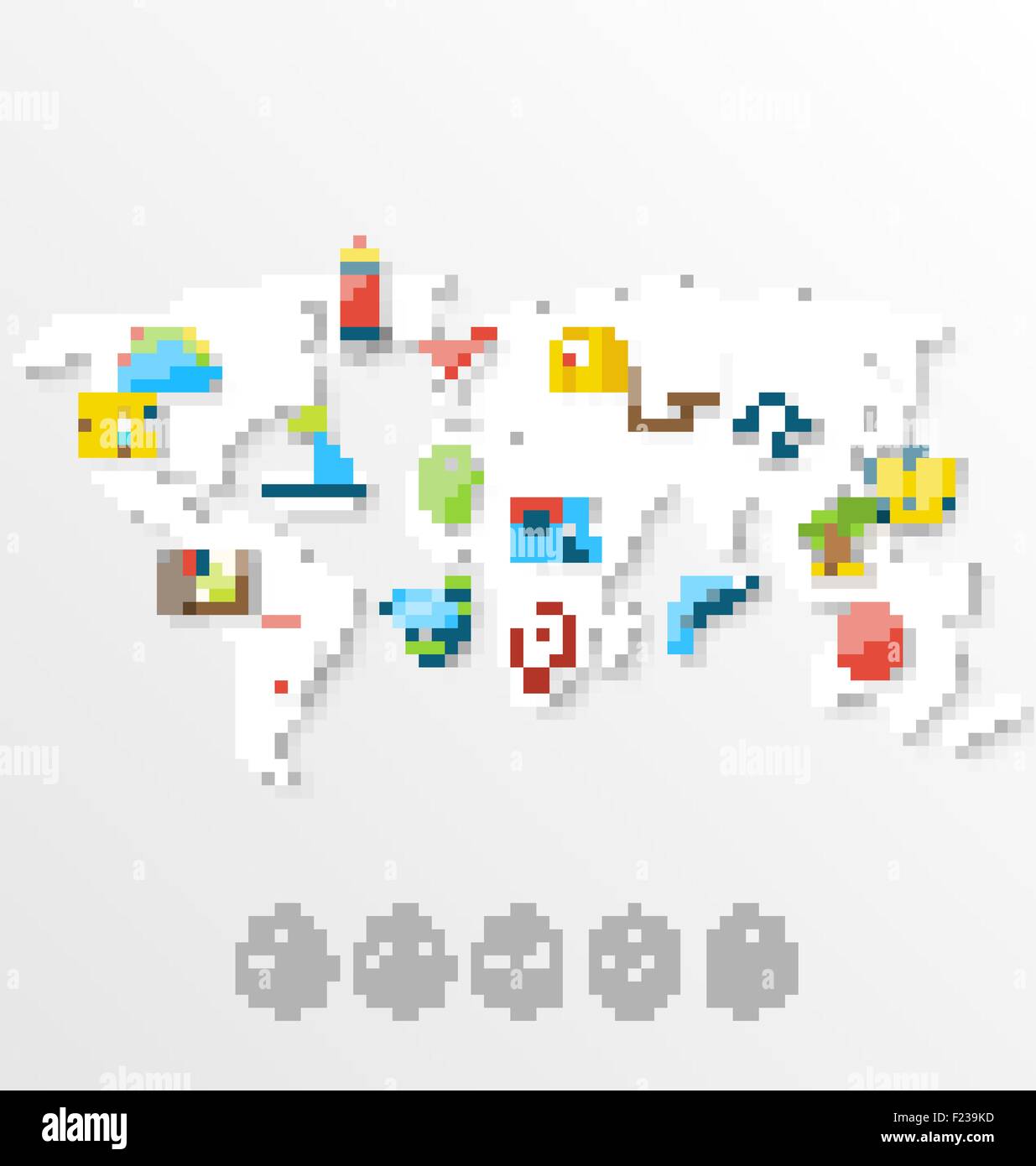 Map of World Travel Concept, Simple Colorful Flat Icons Stock Vector ...
