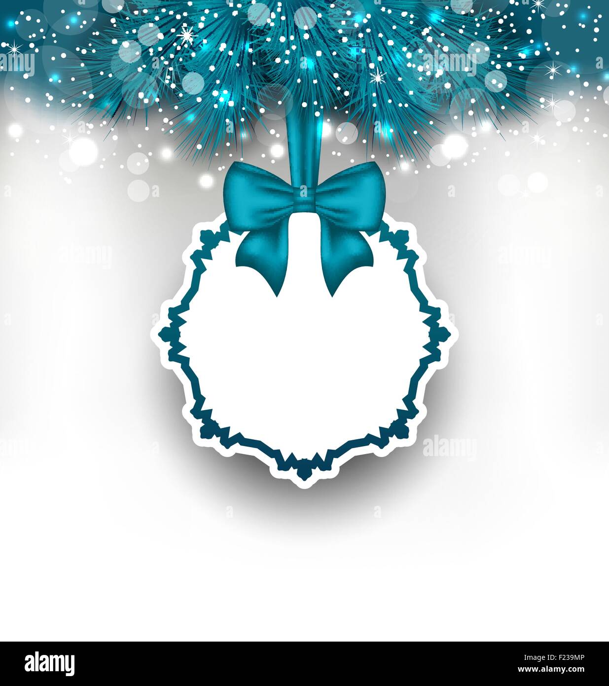 Christmas greeting card with ribbon and fir branches Stock Vector Image ...