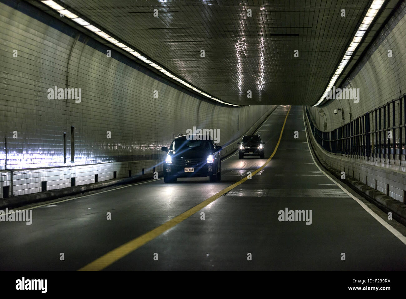 The Thimble Shoal Tunnel on the Chesapeake Bay Bridge, Maryland, USA Stock Photo