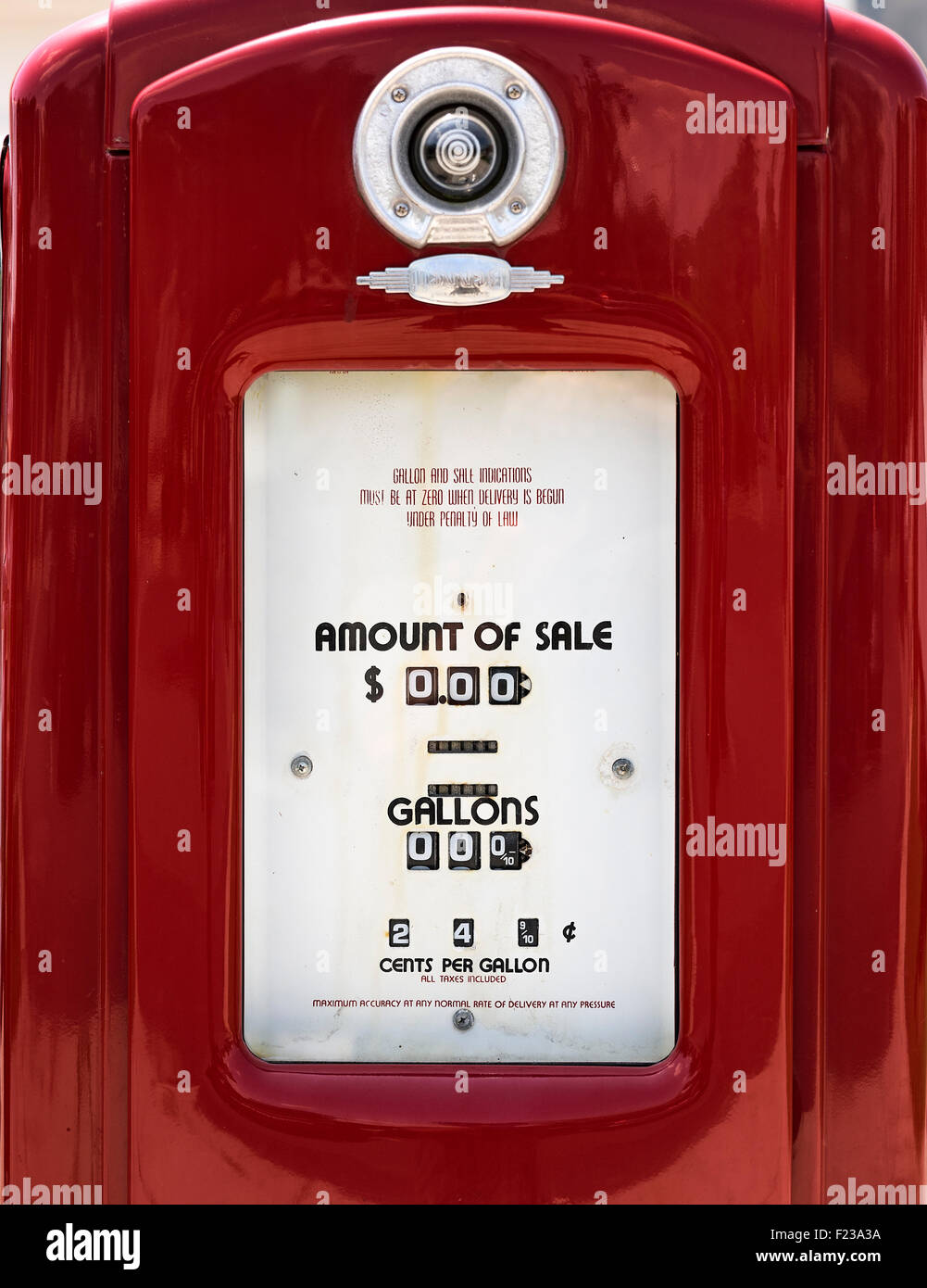 Old fashioned gasoline pump detail. Stock Photo